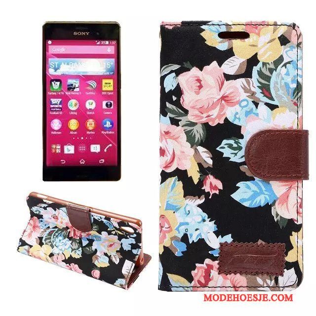 Hoesje Sony Xperia Z3+ Leer Rozetelefoon, Hoes Sony Xperia Z3+ Bescherming