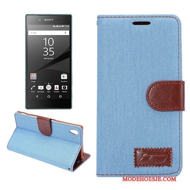 Hoesje Sony Xperia Z5 Bescherming Patroon Doek, Hoes Sony Xperia Z5 Zacht Blauwtelefoon