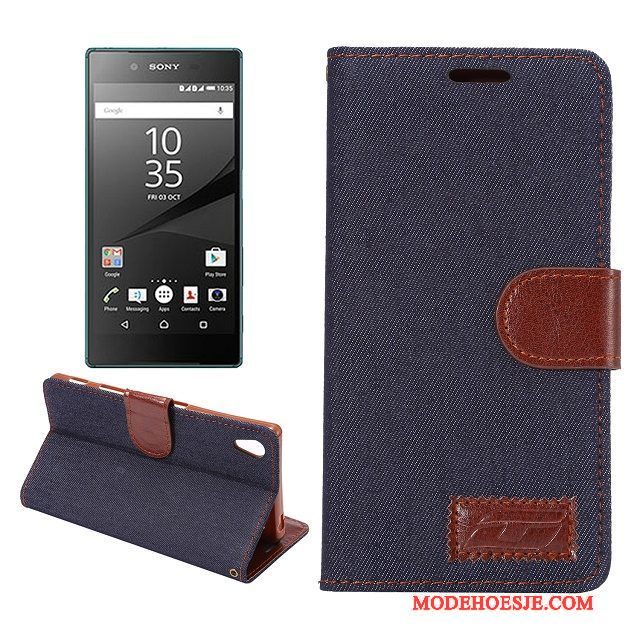 Hoesje Sony Xperia Z5 Bescherming Patroon Doek, Hoes Sony Xperia Z5 Zacht Blauwtelefoon