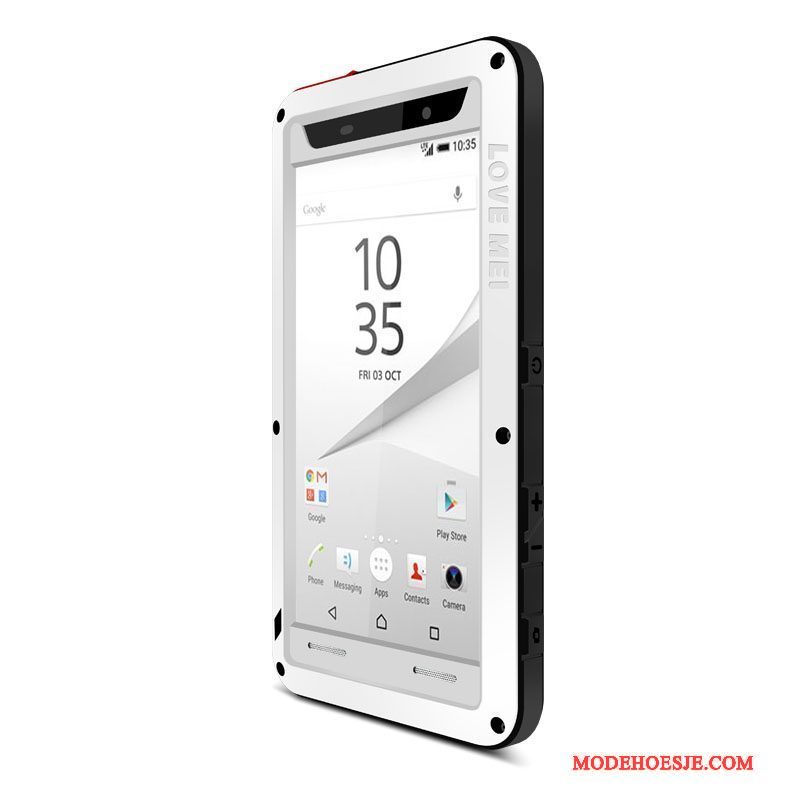 Hoesje Sony Xperia Z5 Compact Metaal Anti-falltelefoon, Hoes Sony Xperia Z5 Compact Bescherming Schrobben Zwart