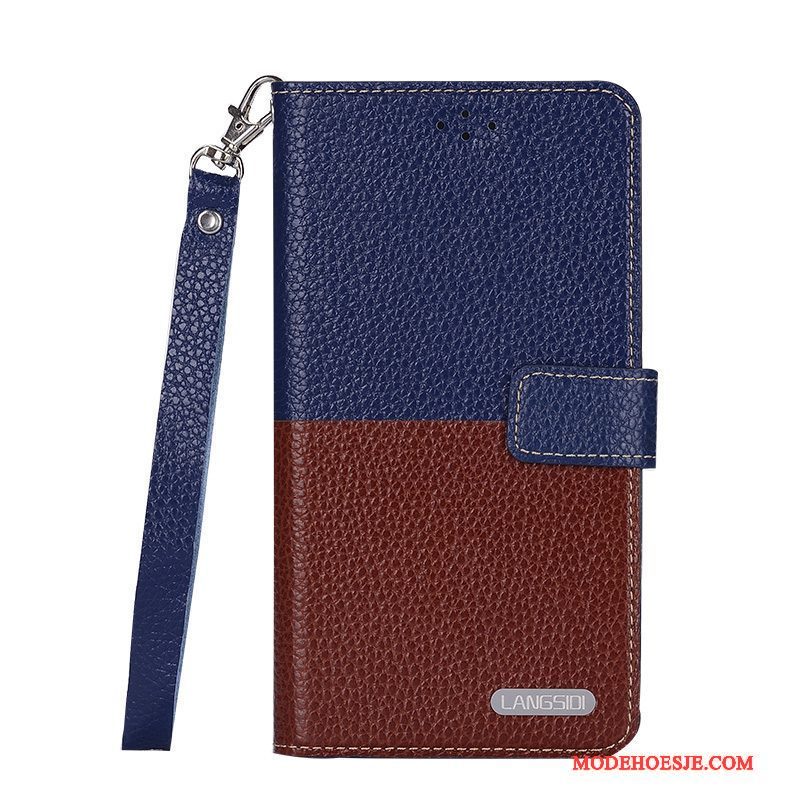 Hoesje Sony Xperia Z5 Folio Telefoon Eenvoudige, Hoes Sony Xperia Z5 Siliconen Donkerblauw