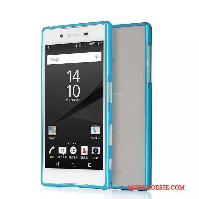 Hoesje Sony Xperia Z5 Metaal Omlijsting Blauw, Hoes Sony Xperia Z5 Bescherming Telefoon