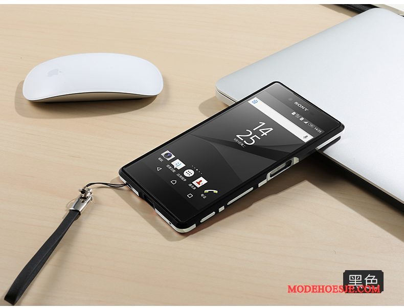 Hoesje Sony Xperia Z5 Metaal Omlijsting Blauw, Hoes Sony Xperia Z5 Bescherming Telefoon