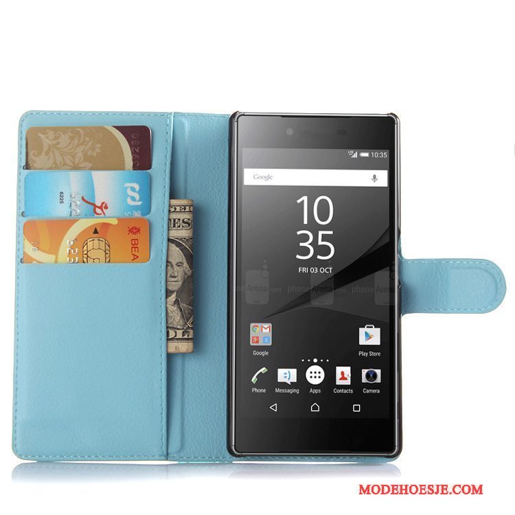 Hoesje Sony Xperia Z5 Portemonnee Rozetelefoon, Hoes Sony Xperia Z5 Leer