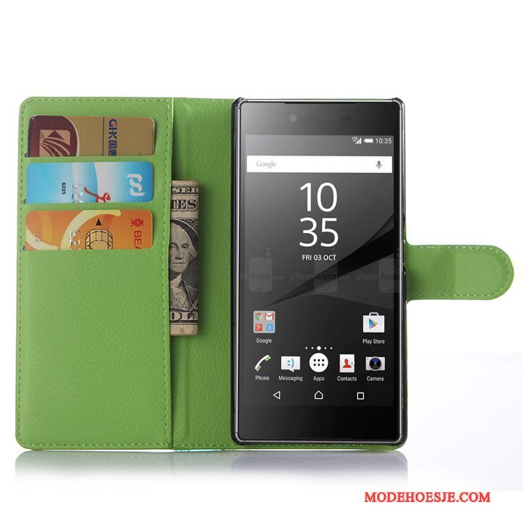 Hoesje Sony Xperia Z5 Portemonnee Rozetelefoon, Hoes Sony Xperia Z5 Leer