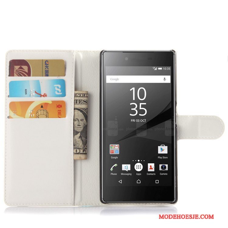 Hoesje Sony Xperia Z5 Portemonnee Rozetelefoon, Hoes Sony Xperia Z5 Leer