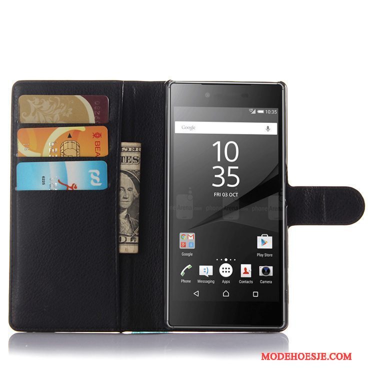 Hoesje Sony Xperia Z5 Portemonnee Rozetelefoon, Hoes Sony Xperia Z5 Leer