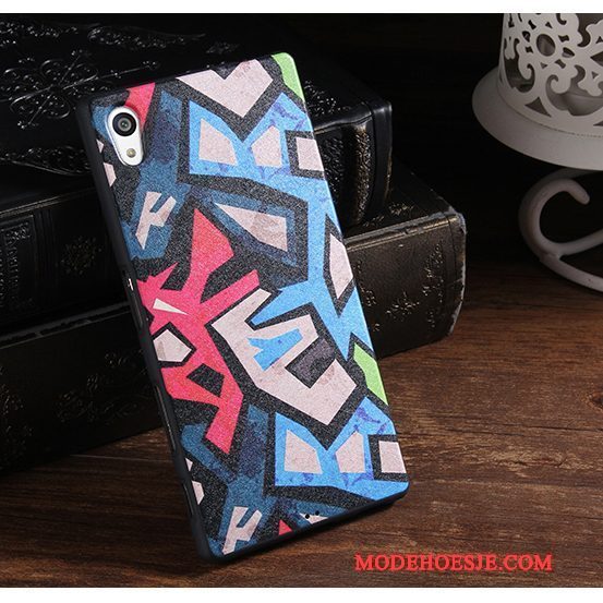 Hoesje Sony Xperia Z5 Spotprent Purper Trend, Hoes Sony Xperia Z5 Siliconen Anti-fall