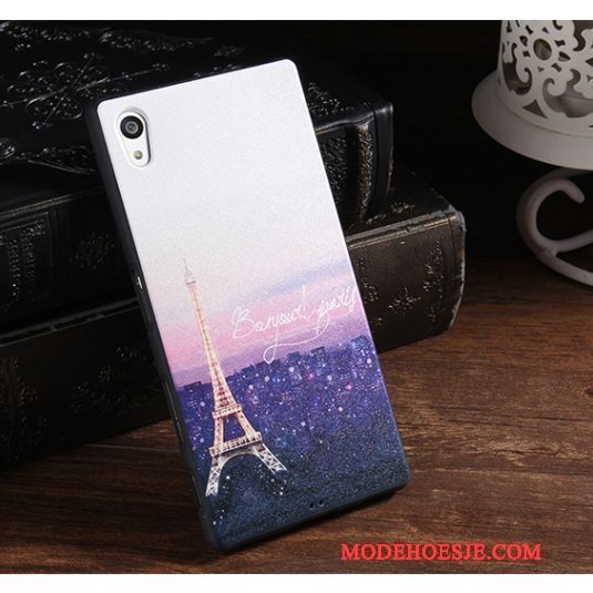 Hoesje Sony Xperia Z5 Spotprent Purper Trend, Hoes Sony Xperia Z5 Siliconen Anti-fall