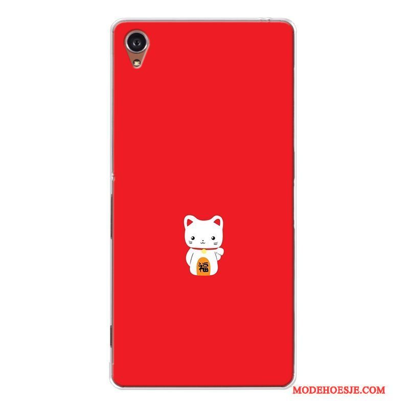 Hoesje Sony Xperia Z5 Zacht Rood Rijkdom, Hoes Sony Xperia Z5 Siliconen Kat Anti-fall