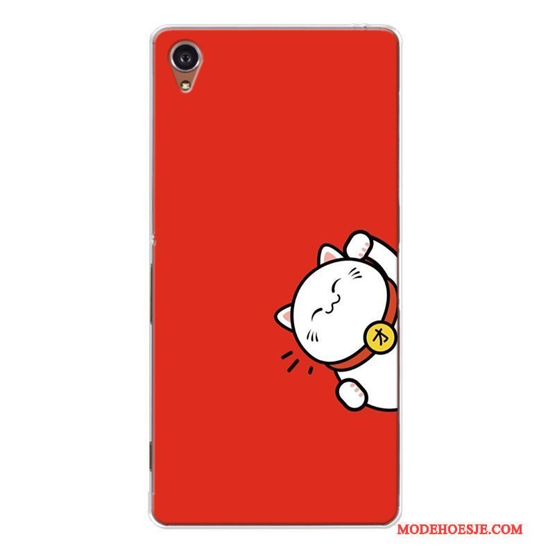 Hoesje Sony Xperia Z5 Zacht Rood Rijkdom, Hoes Sony Xperia Z5 Siliconen Kat Anti-fall