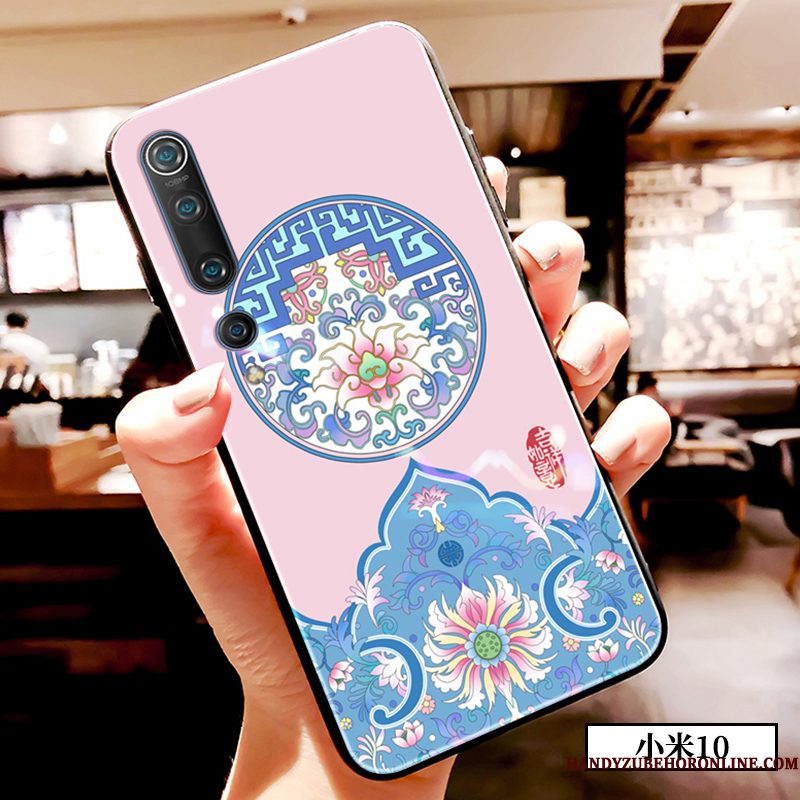 Hoesje Xiaomi Mi 10 Bescherming Chinese Stijl Blauw, Hoes Xiaomi Mi 10 Zakken Glas Eenvoudige