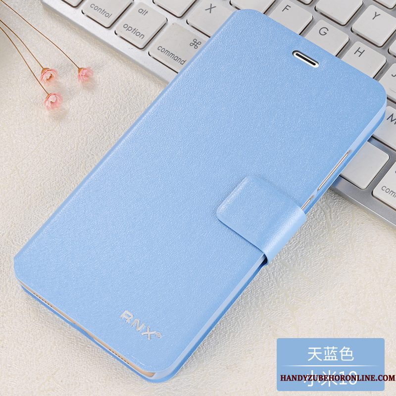 Hoesje Xiaomi Mi 10 Folio Mini Anti-fall, Hoes Xiaomi Mi 10 Leer Blauwtelefoon