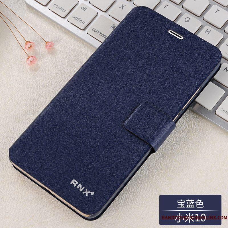 Hoesje Xiaomi Mi 10 Folio Mini Anti-fall, Hoes Xiaomi Mi 10 Leer Blauwtelefoon