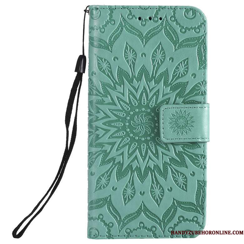 Hoesje Xiaomi Mi 10 Leer Groen Trendy Merk, Hoes Xiaomi Mi 10 Bescherming Minitelefoon