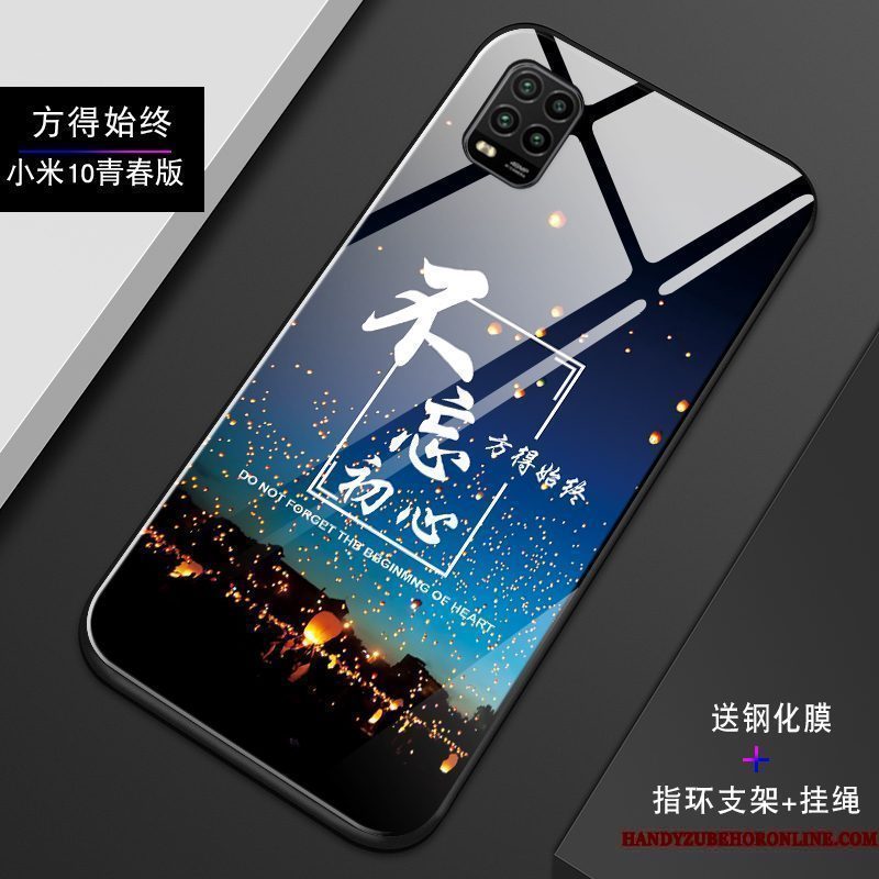 Hoesje Xiaomi Mi 10 Lite Scheppend Net Red Donkerblauw, Hoes Xiaomi Mi 10 Lite Zakken Minitelefoon