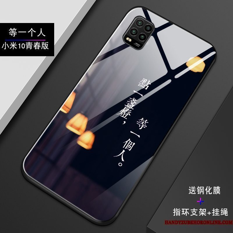 Hoesje Xiaomi Mi 10 Lite Scheppend Net Red Donkerblauw, Hoes Xiaomi Mi 10 Lite Zakken Minitelefoon