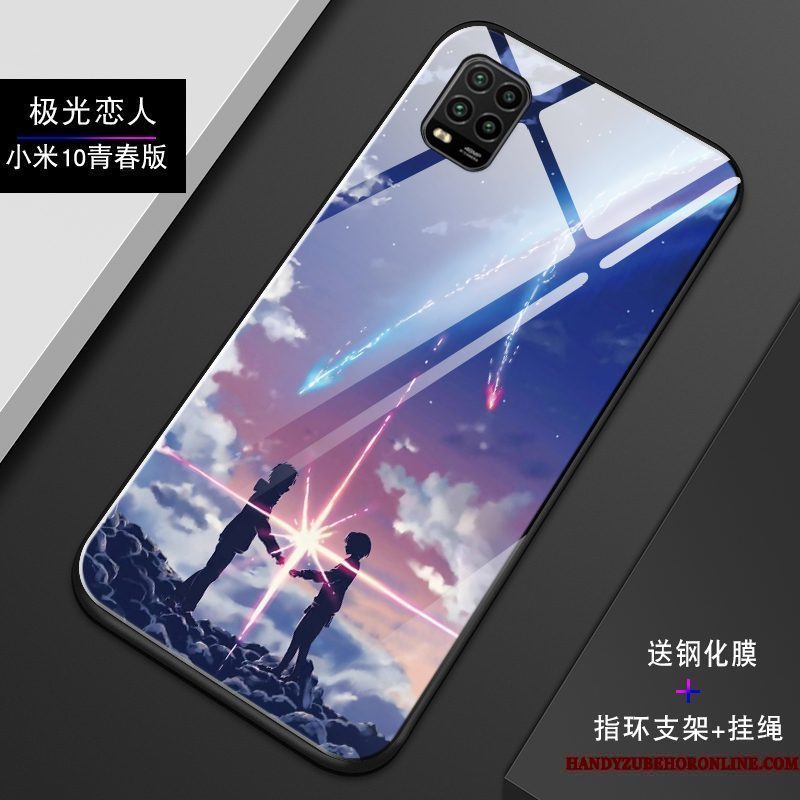 Hoesje Xiaomi Mi 10 Lite Scheppend Net Red Donkerblauw, Hoes Xiaomi Mi 10 Lite Zakken Minitelefoon