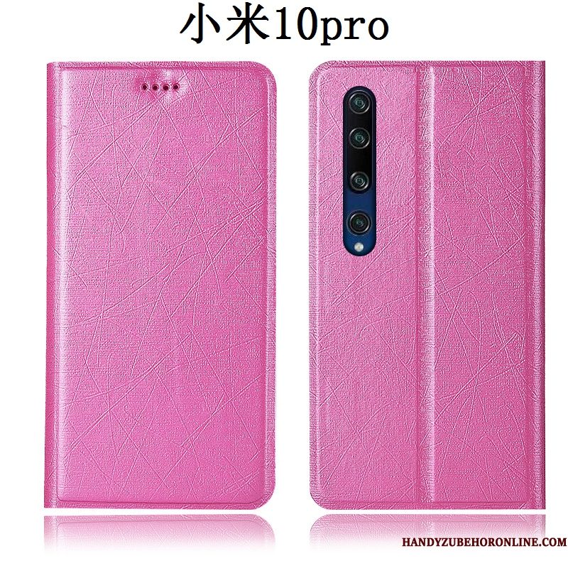 Hoesje Xiaomi Mi 10 Pro Folio Anti-falltelefoon, Hoes Xiaomi Mi 10 Pro Leer Zijde Blauw