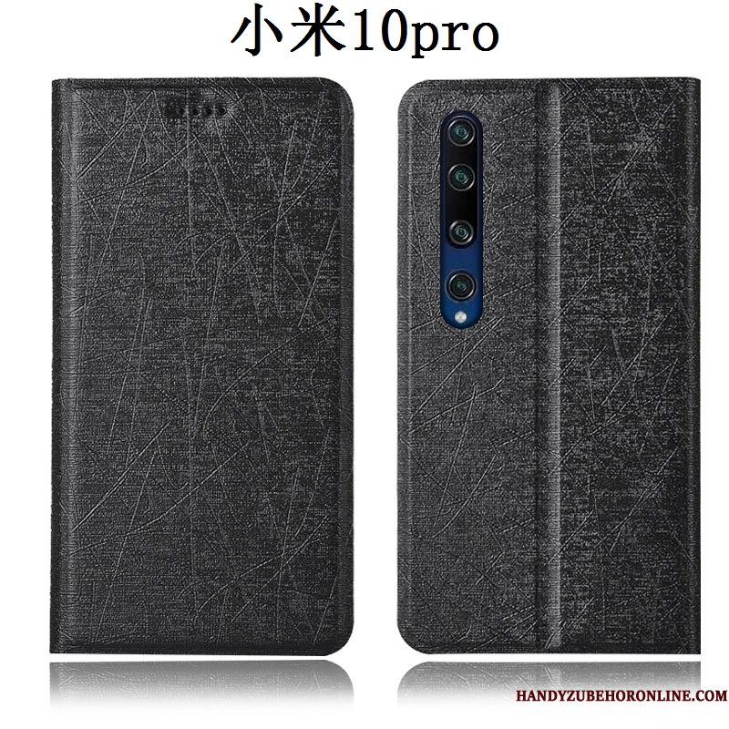 Hoesje Xiaomi Mi 10 Pro Folio Anti-falltelefoon, Hoes Xiaomi Mi 10 Pro Leer Zijde Blauw