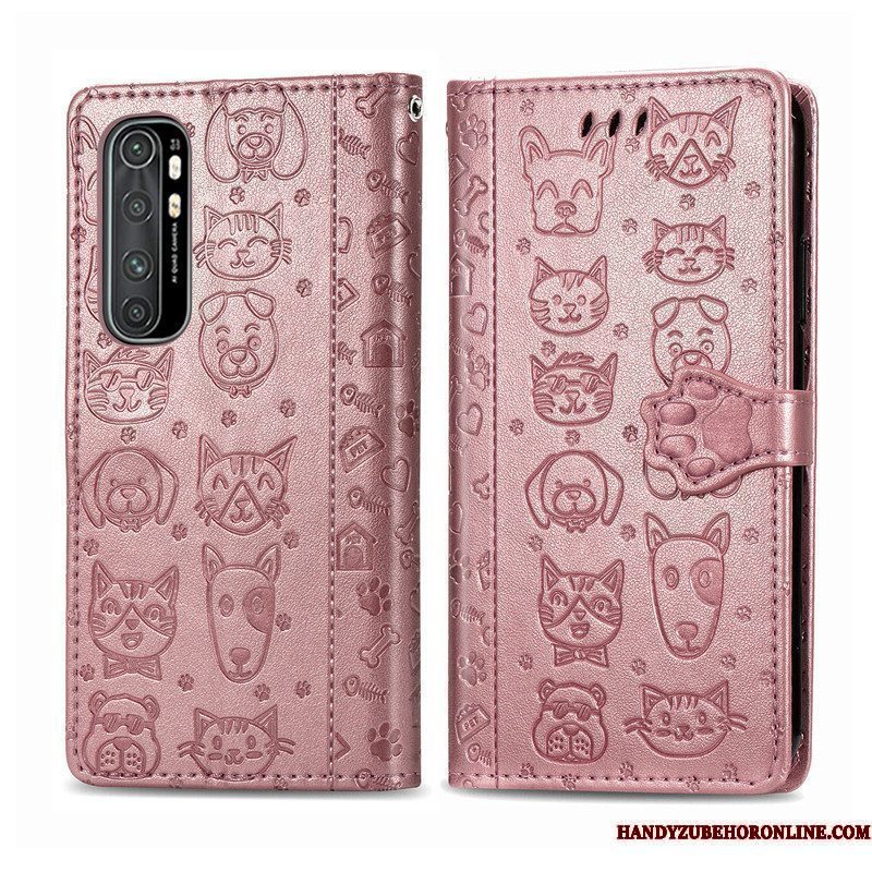 Hoesje Xiaomi Mi Note 10 Lite Folio Minitelefoon, Hoes Xiaomi Mi Note 10 Lite Reliëf Hond Jeugd