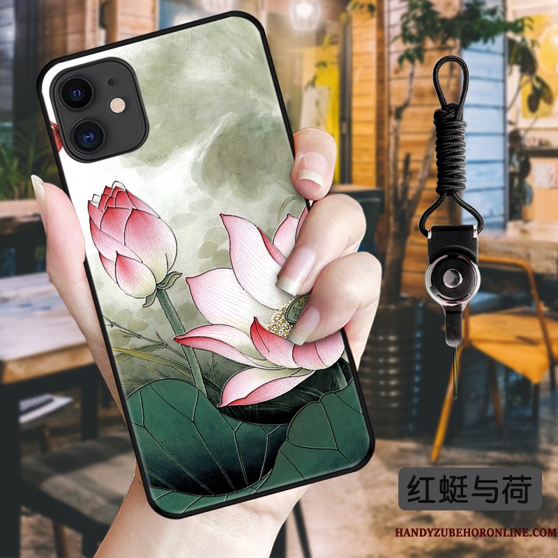 Hoesje iPhone 11 Bescherming Chinese Stijl Blauw, Hoes iPhone 11 Vintage Kraanvogel Schrobben