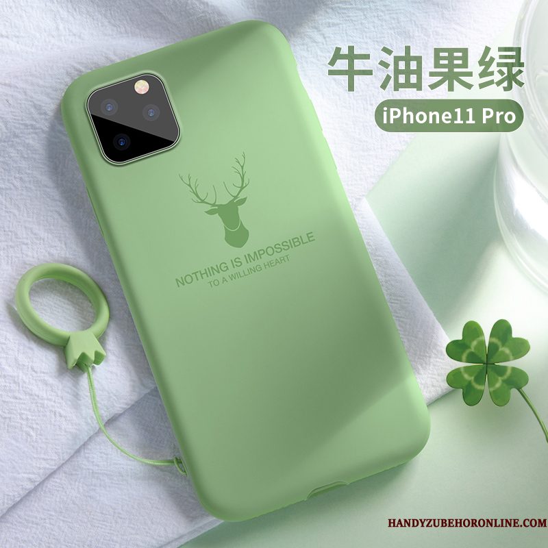 Hoesje iPhone 11 Pro Bescherming Trendy Merk Groen, Hoes iPhone 11 Pro Siliconen Nieuwtelefoon