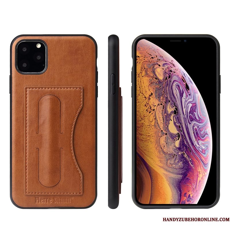 Hoesje iPhone 11 Pro Leer Eenvoudige Zwart, Hoes iPhone 11 Pro Zakken Explosiebescherming Kaart