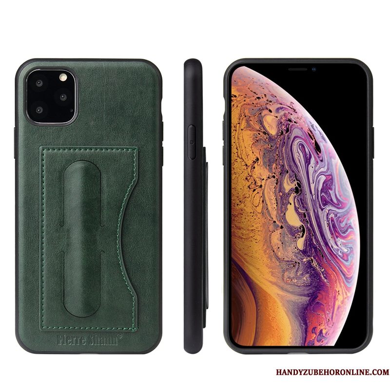 Hoesje iPhone 11 Pro Leer Eenvoudige Zwart, Hoes iPhone 11 Pro Zakken Explosiebescherming Kaart