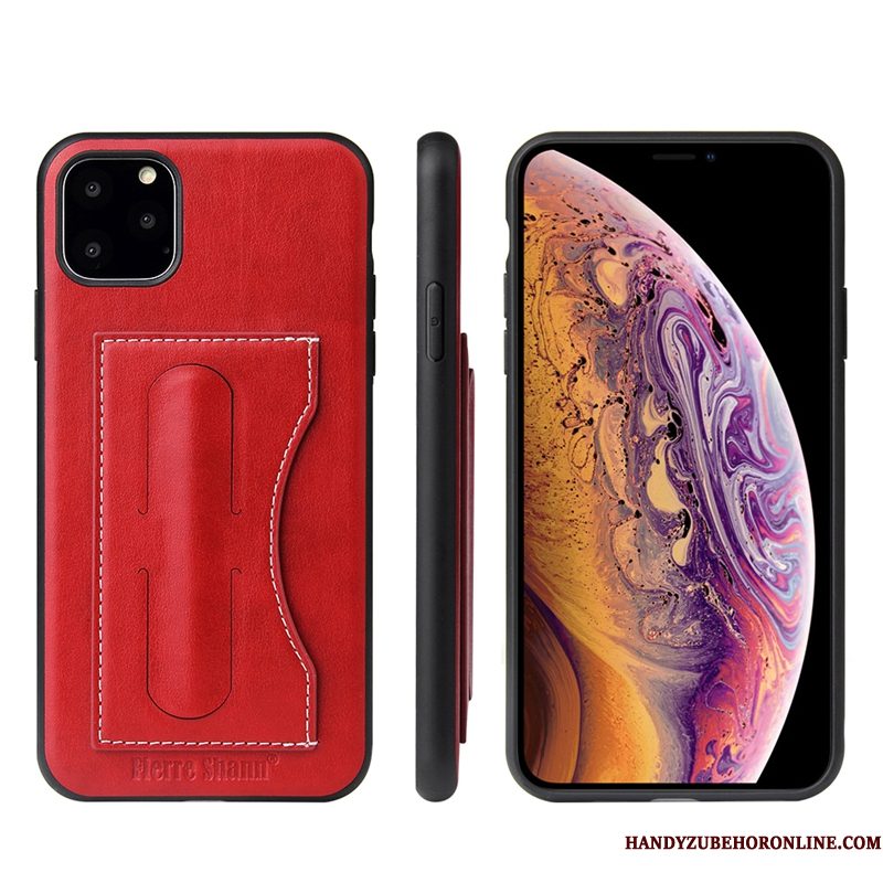 Hoesje iPhone 11 Pro Leer Eenvoudige Zwart, Hoes iPhone 11 Pro Zakken Explosiebescherming Kaart