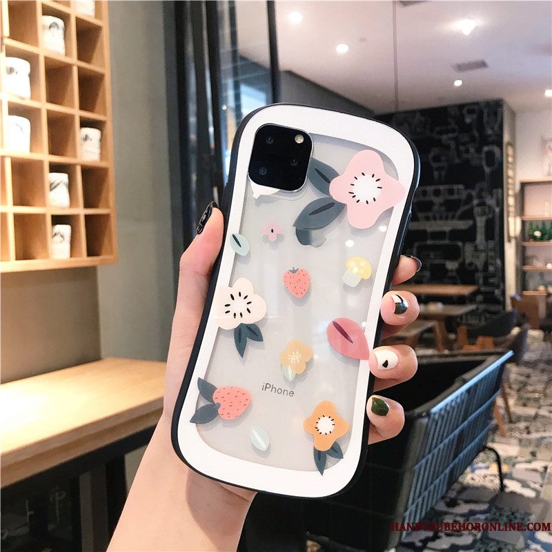 Hoesje iPhone 11 Pro Max Bescherming Anti-fall Bloemen, Hoes iPhone 11 Pro Max Glastelefoon