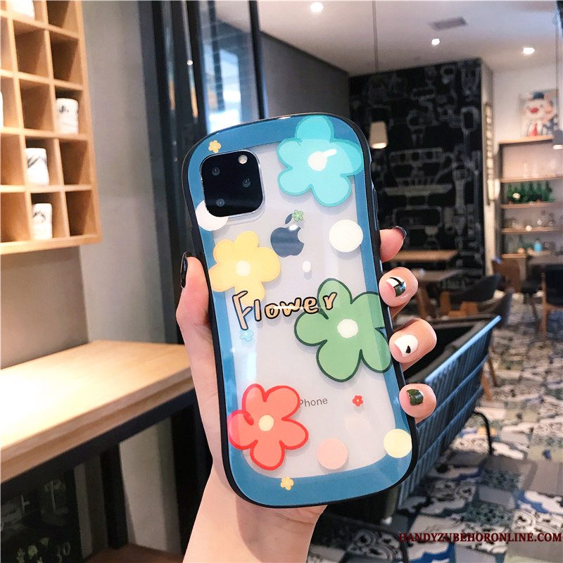 Hoesje iPhone 11 Pro Max Bescherming Anti-fall Bloemen, Hoes iPhone 11 Pro Max Glastelefoon