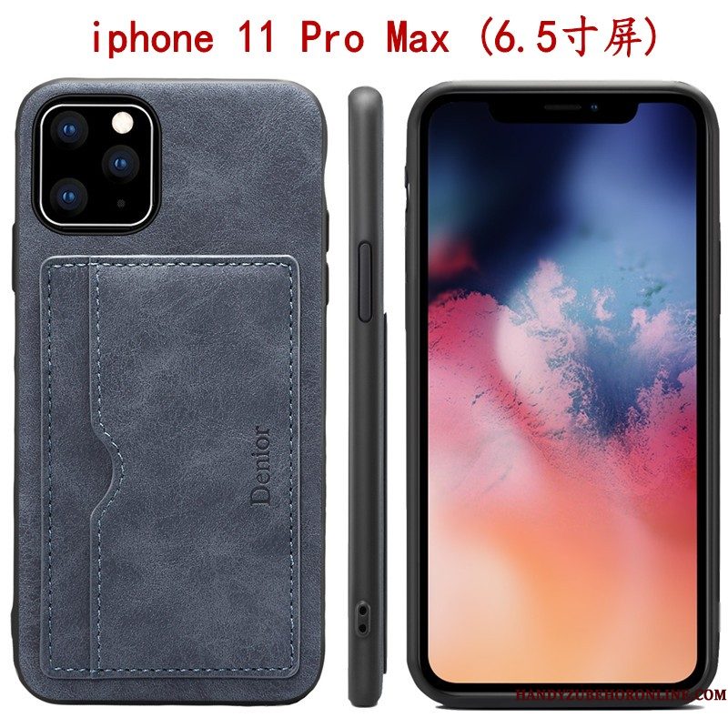 Hoesje iPhone 11 Pro Max Ondersteuning Roodtelefoon, Hoes iPhone 11 Pro Max Bescherming Anti-fall Kaart