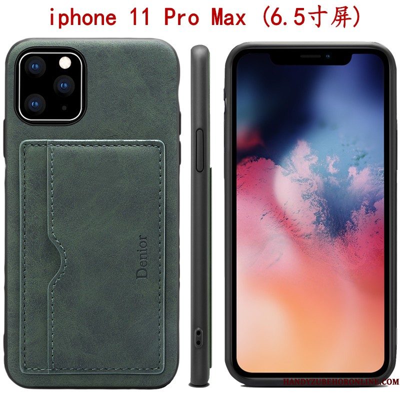 Hoesje iPhone 11 Pro Max Ondersteuning Roodtelefoon, Hoes iPhone 11 Pro Max Bescherming Anti-fall Kaart