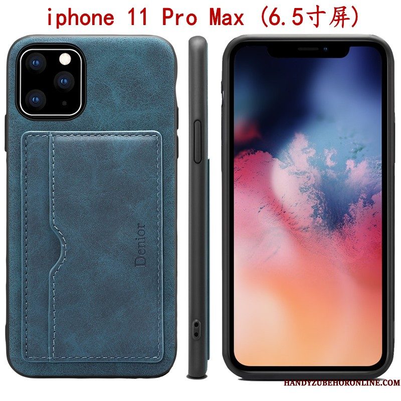 Hoesje iPhone 11 Pro Max Ondersteuning Roodtelefoon, Hoes iPhone 11 Pro Max Bescherming Anti-fall Kaart