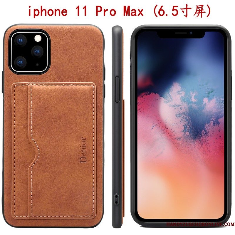 Hoesje iPhone 11 Pro Max Ondersteuning Roodtelefoon, Hoes iPhone 11 Pro Max Bescherming Anti-fall Kaart