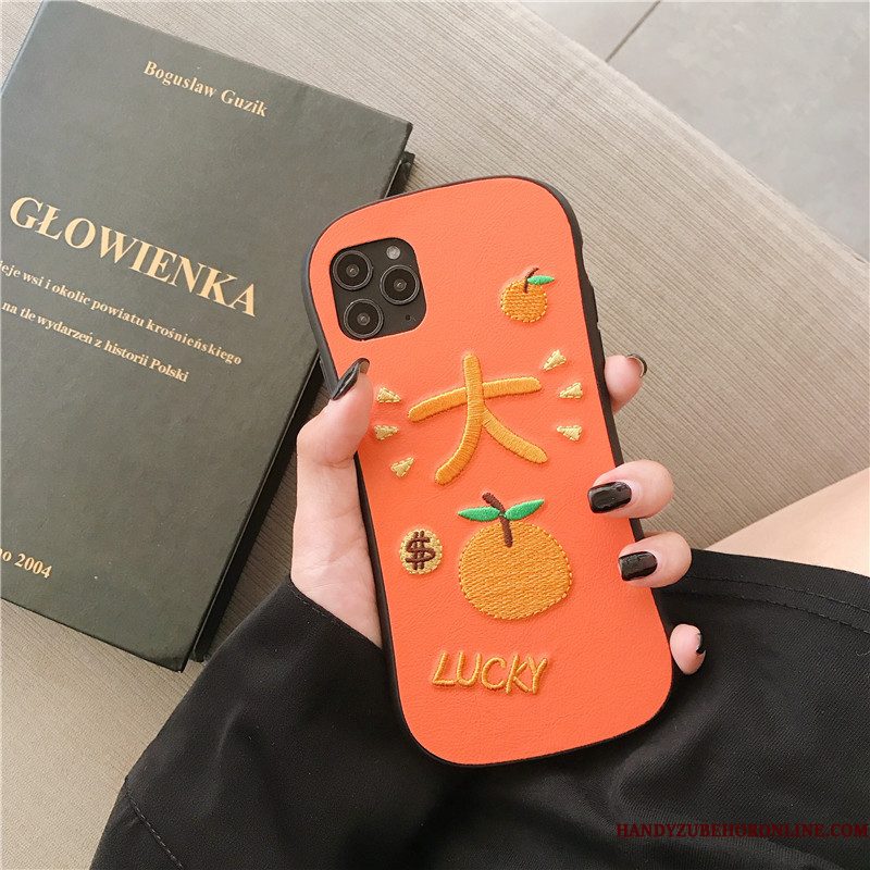 Hoesje iPhone 11 Pro Max Scheppend Borduurwerk Kwaliteit, Hoes iPhone 11 Pro Max Zacht Zwart Lovers