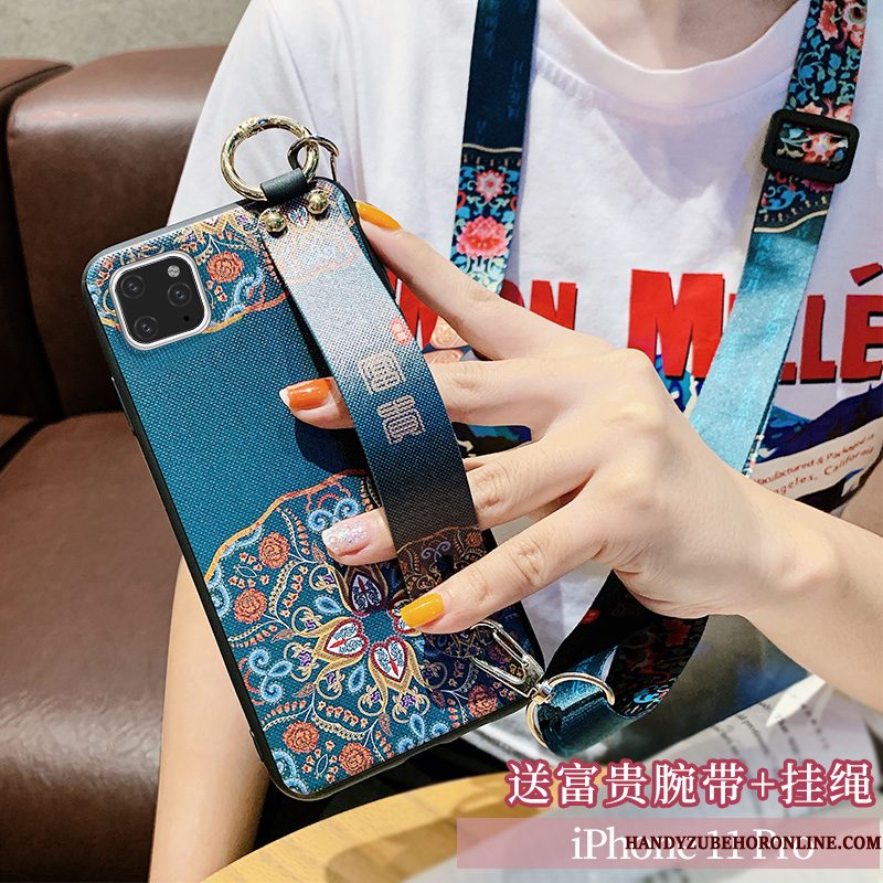 Hoesje iPhone 11 Pro Max Siliconen Chinese Stijl Hanger, Hoes iPhone 11 Pro Max Opknoping Nektelefoon