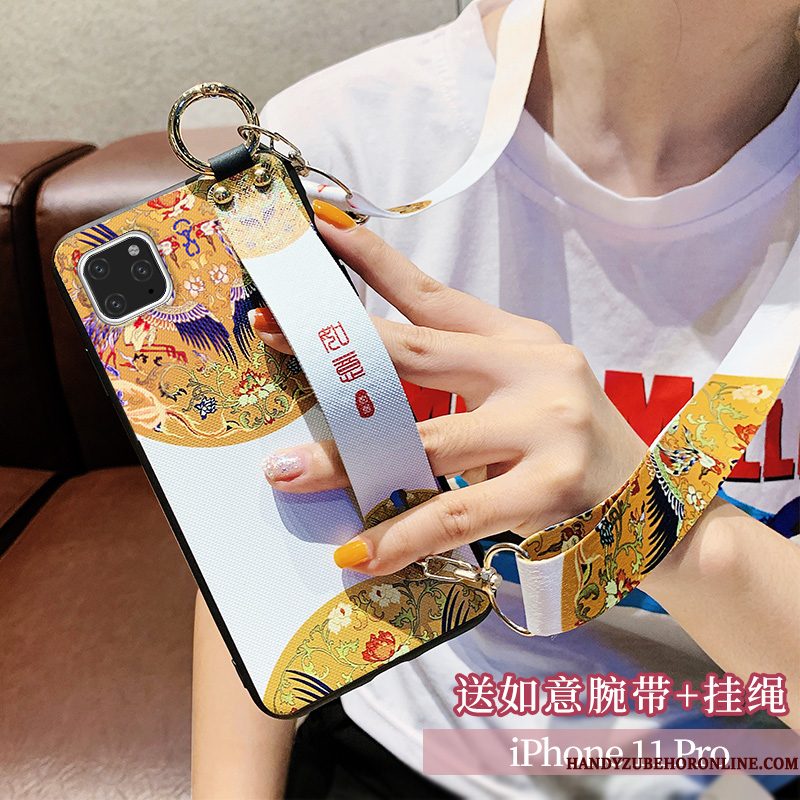 Hoesje iPhone 11 Pro Max Siliconen Chinese Stijl Hanger, Hoes iPhone 11 Pro Max Opknoping Nektelefoon