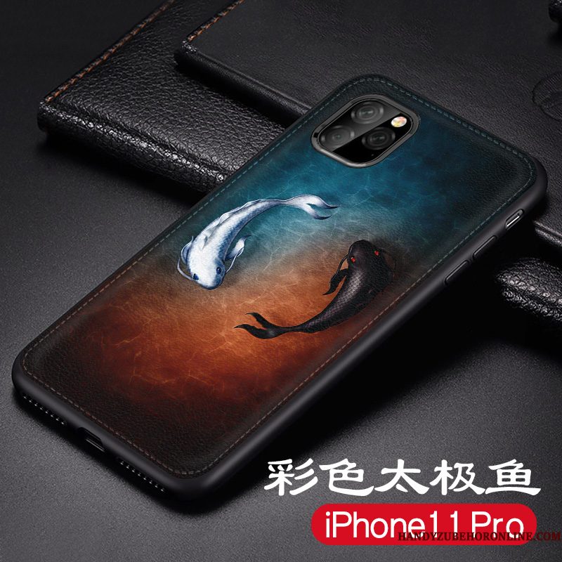 Hoesje iPhone 11 Pro Max Siliconen Nieuw Anti-fall, Hoes iPhone 11 Pro Max Leer Schrobbentelefoon