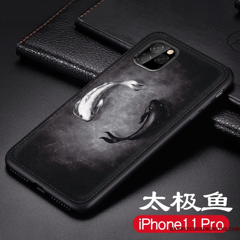 Hoesje iPhone 11 Pro Max Siliconen Nieuw Anti-fall, Hoes iPhone 11 Pro Max Leer Schrobbentelefoon