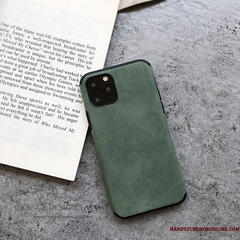 Hoesje iPhone 11 Pro Max Zacht Effen Kleur Kwaliteit, Hoes iPhone 11 Pro Max Vintage Brits Groen