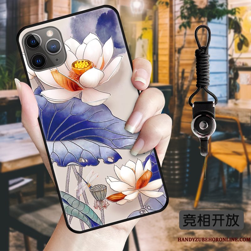 Hoesje iPhone 11 Pro Max Zacht Schrobben Inkt, Hoes iPhone 11 Pro Max Vintage Chinese Stijl Trend