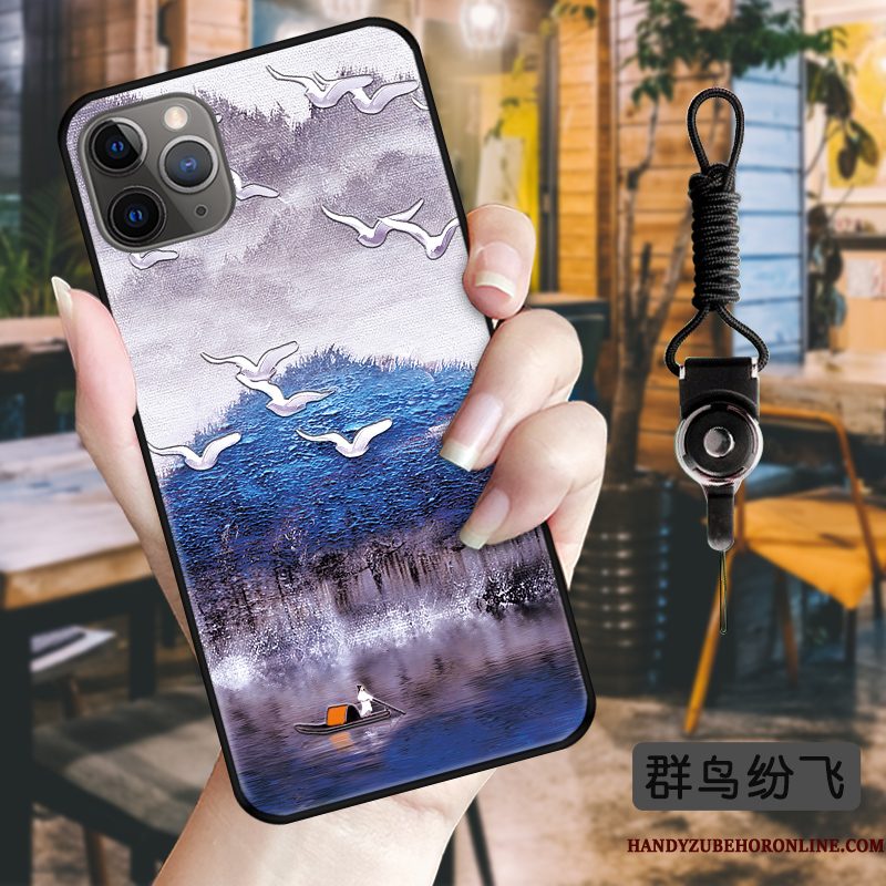 Hoesje iPhone 11 Pro Max Zacht Schrobben Inkt, Hoes iPhone 11 Pro Max Vintage Chinese Stijl Trend