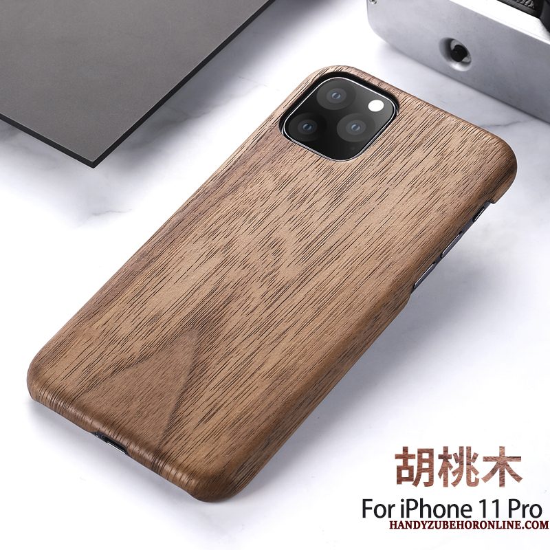 Hoesje iPhone 11 Pro Scheppend Zwart Massief Hout, Hoes iPhone 11 Pro Hout Persoonlijk Nieuw