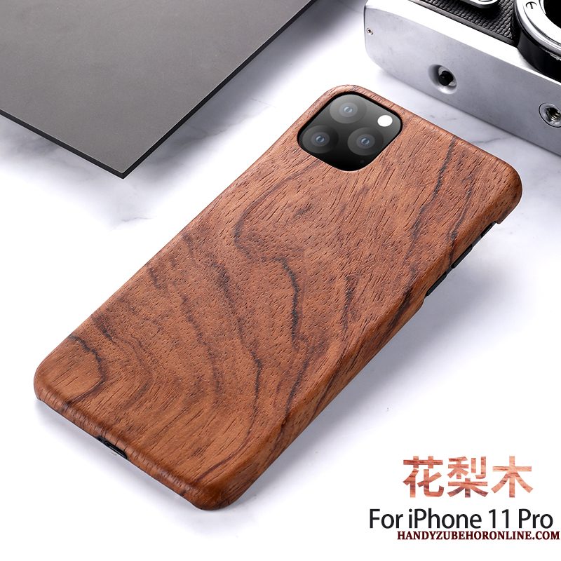 Hoesje iPhone 11 Pro Scheppend Zwart Massief Hout, Hoes iPhone 11 Pro Hout Persoonlijk Nieuw