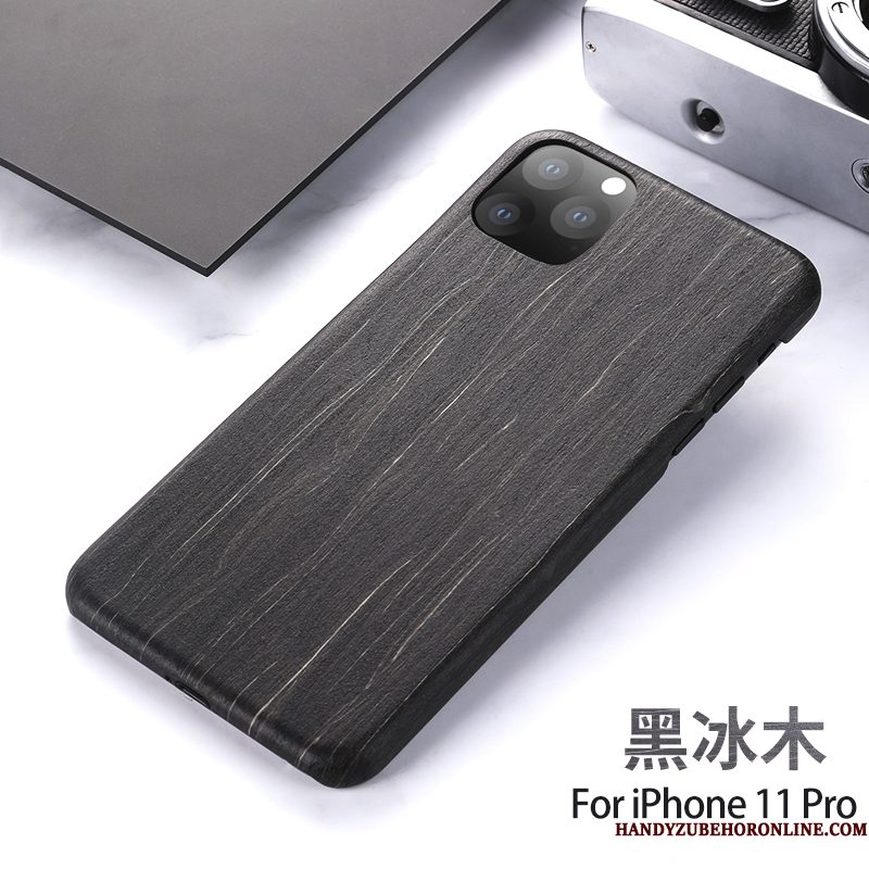 Hoesje iPhone 11 Pro Scheppend Zwart Massief Hout, Hoes iPhone 11 Pro Hout Persoonlijk Nieuw