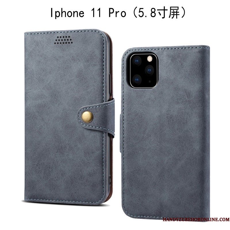 Hoesje iPhone 11 Pro Zacht Anti-falltelefoon, Hoes iPhone 11 Pro Leer Grijs