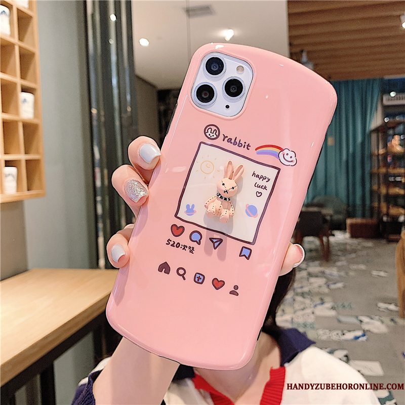 Hoesje iPhone 11 Pro Zacht Driedimensionaal Roze, Hoes iPhone 11 Pro Konijntelefoon