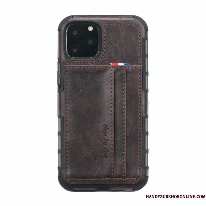 Hoesje iPhone 11 Pro Zakken Kaart Grijs, Hoes iPhone 11 Pro Leer Telefoon Anti-fall